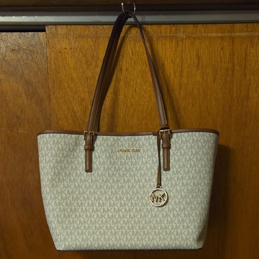 Michael Kors Brown and Cream Signature Tote